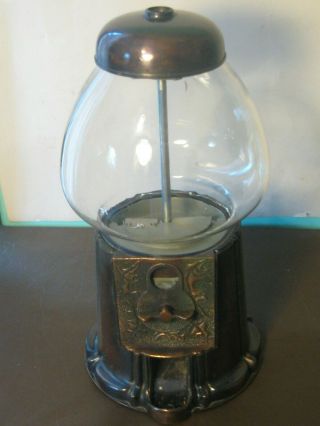 Vintage Bubble Gum Candy Machine Cast Metal Glass Globe Vintage