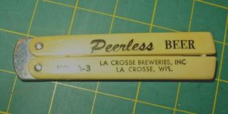 Vintage Advertising Pocket Knife Folding Peerless Beer La Crosse Breweries Old