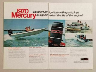 1970 Print Ad Mercury 135 - Hp Outboard Motors With Thunderbolt Ignition