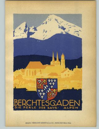 1926 Ludwig Hohlwein Munchen Berchtesgaden Pearl Of The Alps Color Poster Print