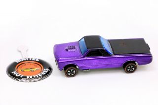 Vintage Hot Wheels Redline Custom Fleetside Purple Hong Kong W/ Button
