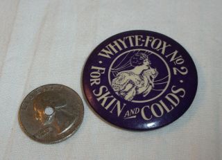 Vintage Whyte - Fox No.  2 For Skin And Colds 1 3/4 " Celluloid Pocket Mirror