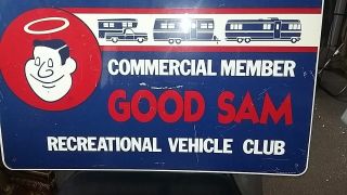 Vintage " Good Sam Club " Rv Park Commercial Sign Metal 2 - Sided 30 " X 18 "