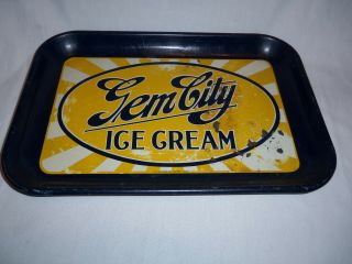 Vintage Metal Tray Gem City Ice Cream 10.  5 X 15.  25 Inches