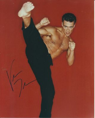 Jean - Claude Van Damme Fighting Stance High Kick Action Signed Photo