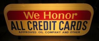 Vintage American Sign Ind Oil Company/credit Card Advertising Lighted Sign
