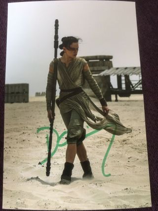 Daisy Ridley Hand Signed Autograph Photo Card Film Star Wars