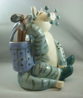 Annaco Creations Retired Whimsiclay LARGE CAT GOLFER by Amy Lacombe 28328 NIB 2