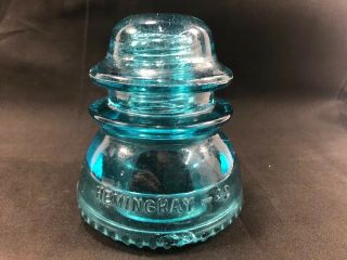 Vintage Antique Hemingray 42 Aqua Blue Green Glass Insulator