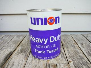 Vintage 1 Quart Union 76 Heavy Duty Motor Oil Can Full Nr Man Cave