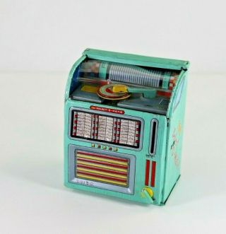 Vintage Haji Japan Tin Lithograph Juke Box Windup Bank In