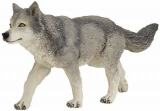 Papo Grey Wolf Wild Forest Track Animal Quality Figure Model Nature Safari Toy