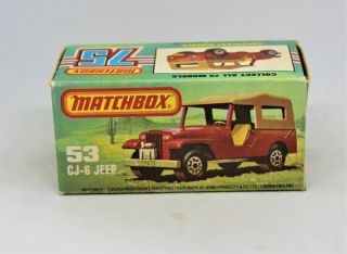 Matchbox Lesney Superfast No53 Cj - 6 Jeep Empty " K Type Box " Without