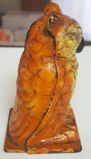 Old Rare Owl Vindex Cast Iron Penny Still Bank 1930 4