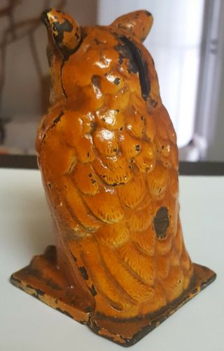 Old Rare Owl Vindex Cast Iron Penny Still Bank 1930 6