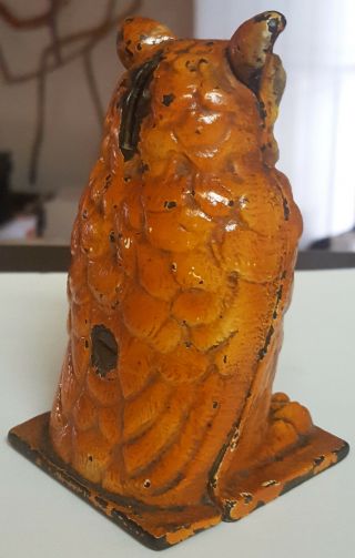 Old Rare Owl Vindex Cast Iron Penny Still Bank 1930 7