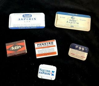6 Old Medicine Tins/boxes.  Many.