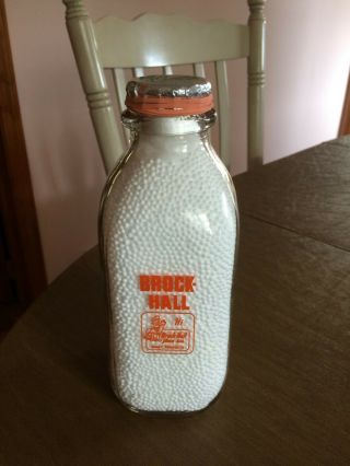 Milk Bottle,  Brock - Hall Waterbury,  Conn.  Quart.