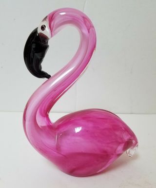 Pink Flamingo Art Glass Figurine