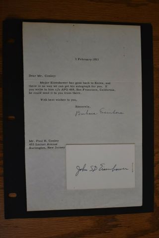 General John S.  D.  Eisenhower And Barbara Signed Letter And Card Dwight 