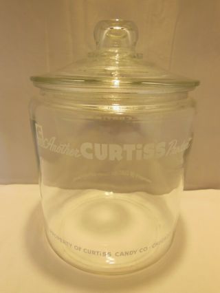 Vintage Curtiss Candy Peanut Cookie Store Display Glass Jar W/ Lid Lance Tom 