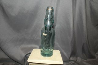 Antique J.  ROBERTS CASTLEFORD CODD NECK GLASS BOTTLE WITH Cobalt BLUE MARBLE 2