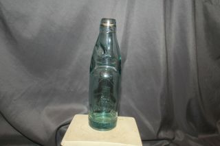 Antique J.  ROBERTS CASTLEFORD CODD NECK GLASS BOTTLE WITH Cobalt BLUE MARBLE 3