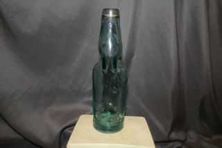 Antique J.  ROBERTS CASTLEFORD CODD NECK GLASS BOTTLE WITH Cobalt BLUE MARBLE 4