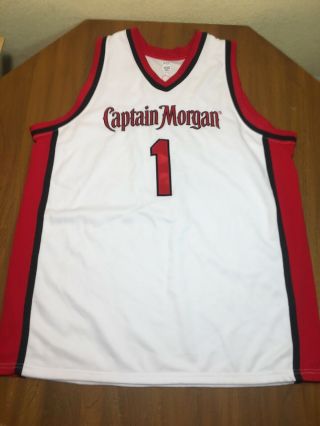 Captain Morgan Rum Red Black White 1 Sewn Patch And Embroidered Jersey Tank Xl