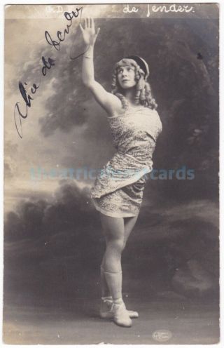 Music Hall,  Dancer Alice De Tender In Costume.  Signed Postcard