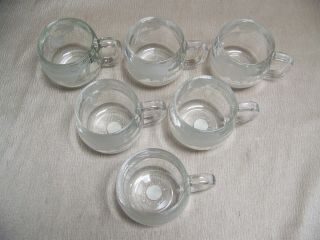 Set Of 6 Vintage Nestle Frosted And Clear Glass World Globe Mugs With Handles 3