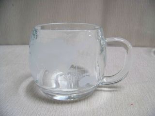 Set Of 6 Vintage Nestle Frosted And Clear Glass World Globe Mugs With Handles 4