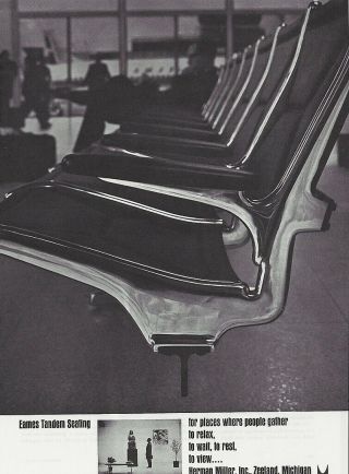 1962 Herman Miller Tandem Chair Charles Eames Design Mid Cent Modern Print Ad