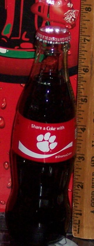 2018 Coca Cola Share An Ice Cold Coke With Clemson University 8oz Glass Bottle