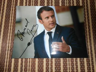 Emmanual Macron,  French Politian Hand Signed Photo 8 X 6