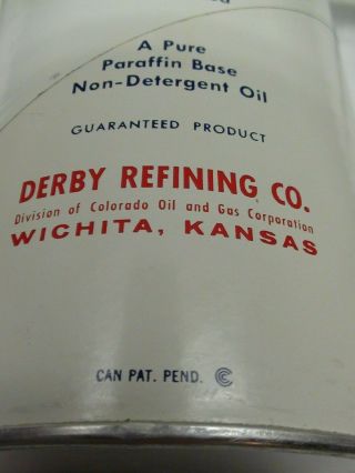 Vintage Qt Derby Refining Triumph Motor Oil Can Colorado Gas Wichita Kansas KS 4