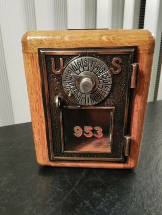 Antique Us Post Office Box Coin Safe Combination Lock Bank