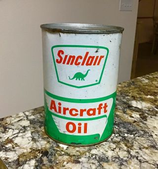 Vintage Old Sinclair Aircraft Metal Oil Can Quart Tin Dino Sign Gas Pump Empty