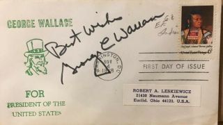 George Wallace Signed Cover Segregationist Governor Of Alabama