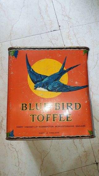 Old Vintage Tin Empty Blue Bird Toffee Box Of From England 1930