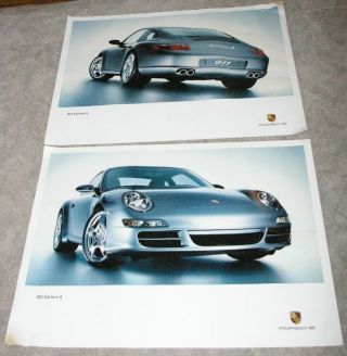 2004 2 Different Factory Porsche Posters 911 Carrera S Silver 2 Door Hard Tops
