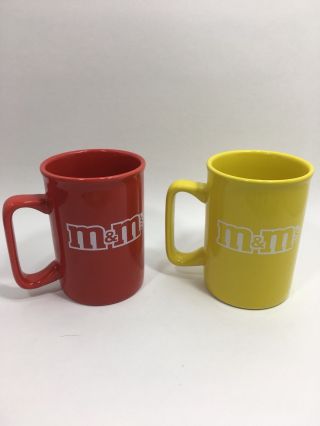 Two Officially Licensed 2011 M&M ' s Yellow and Red Coffee Mugs 2