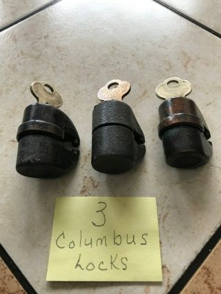 3 Columbus Barrel Lock W/key Gumball Peanut Vending Machines