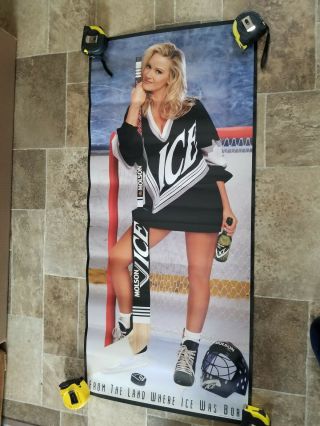 Molson Beer Sexy Girl On Ice With Hockey Stick Man Cave Game Room Bar