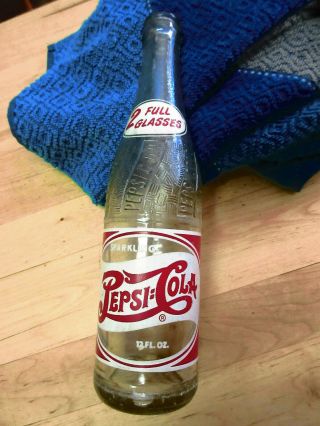Vintage Pepsi Cola Bottle Two Dot Stockton Ca 14 B 60 Swirl 12 Oz Empty