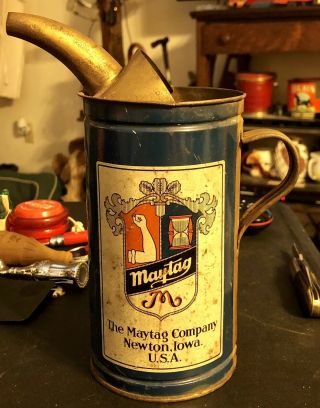 Maytag Vintage Oil Can The Maytag Co Newton Iowa Fuel Mixing Can Advertising Tin