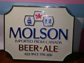 Molson Beer Ale Imported From Canada Metalic Molded 3d Plastic Sign