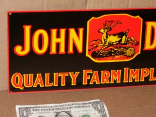 JOHN DEER Quality Farm Implements RARE SIZE Deere Stepping Over Tree BLACK Sign 4