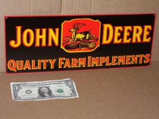 JOHN DEER Quality Farm Implements RARE SIZE Deere Stepping Over Tree BLACK Sign 6