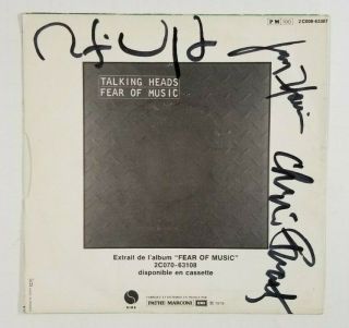 Talking Heads I Zimbra 7 " Sire 2c008 63307 Fr 1979 Vg Signed By Band Wave B6